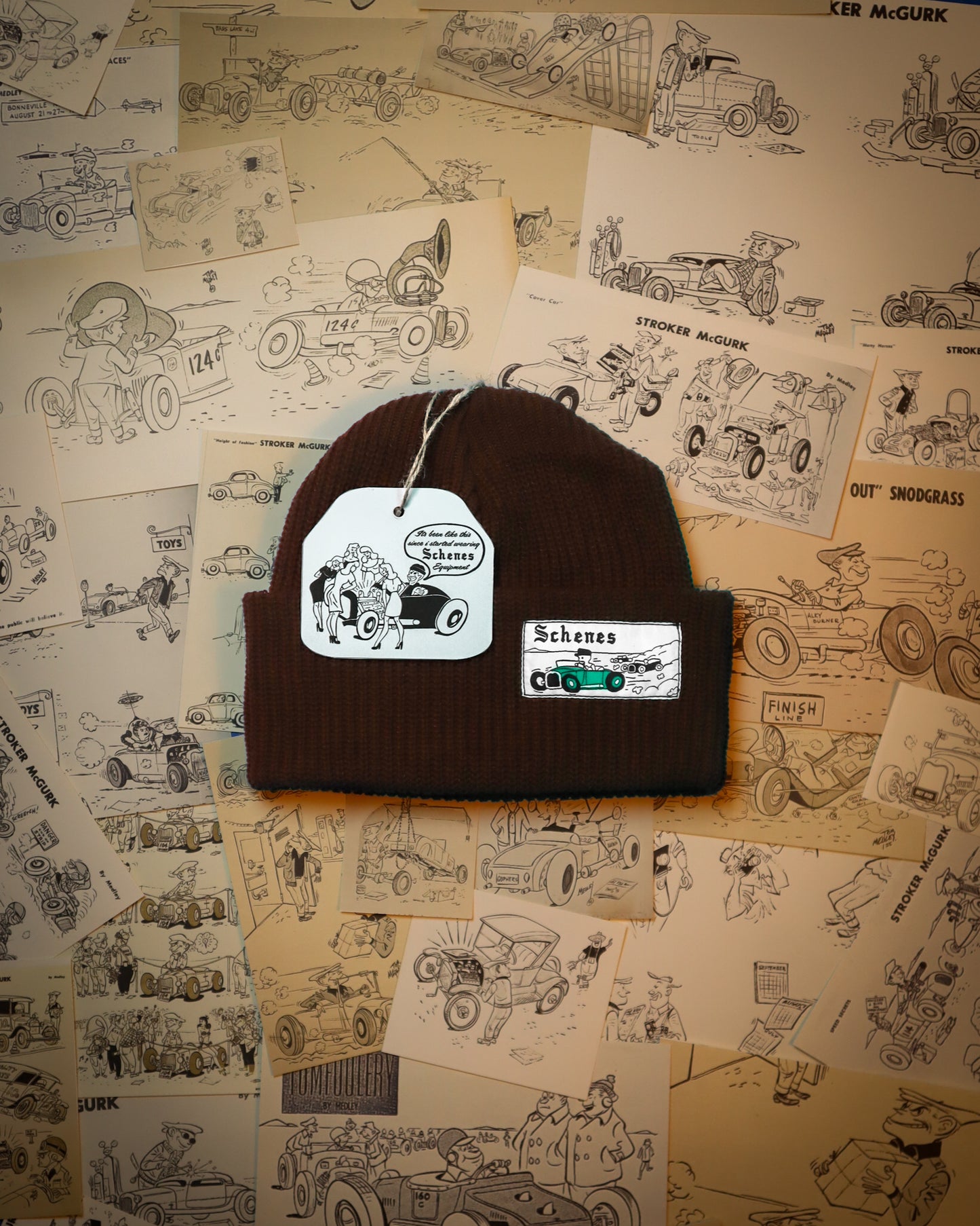 Beanie (Brown with Teal)