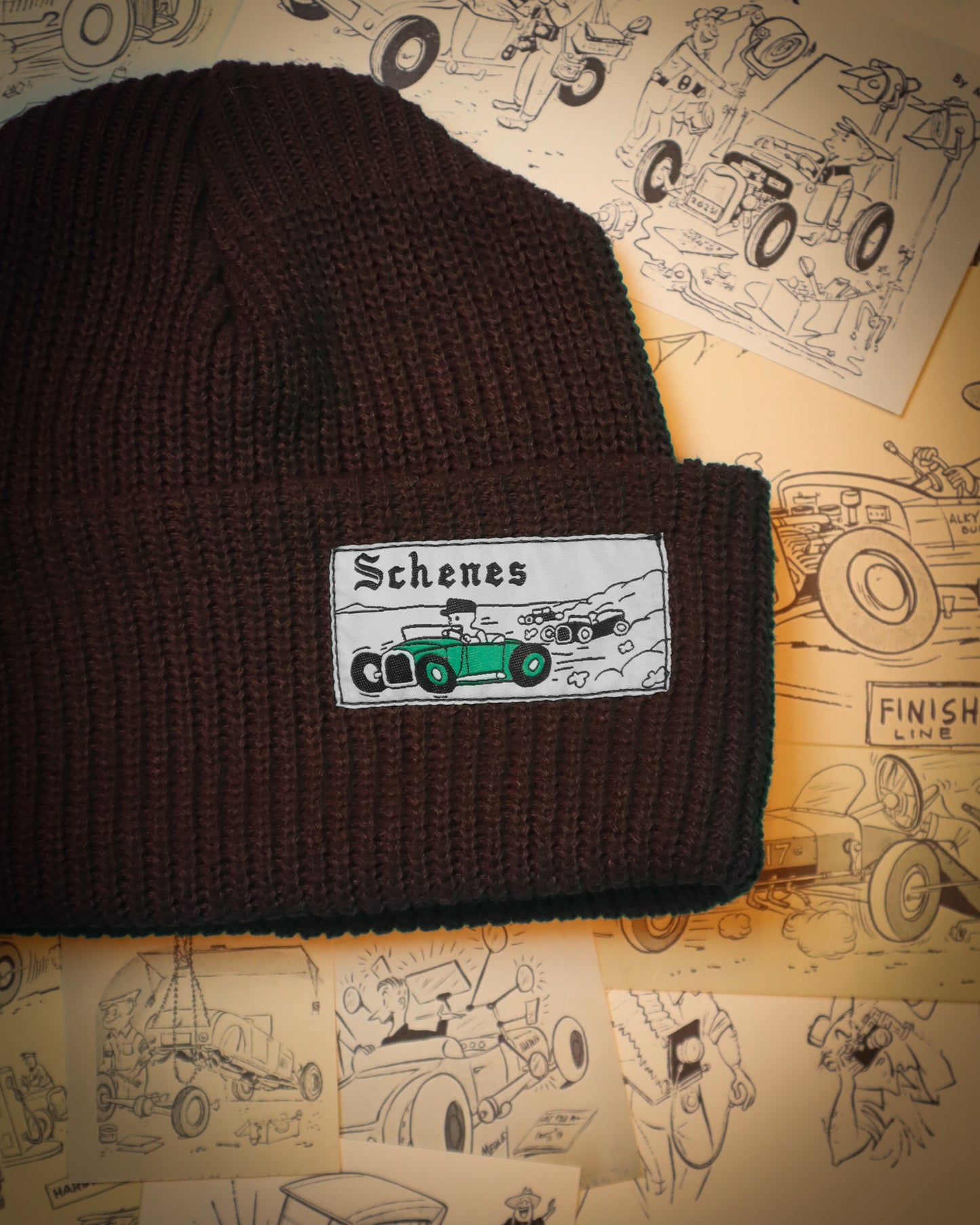 Beanie (Brown with Teal)